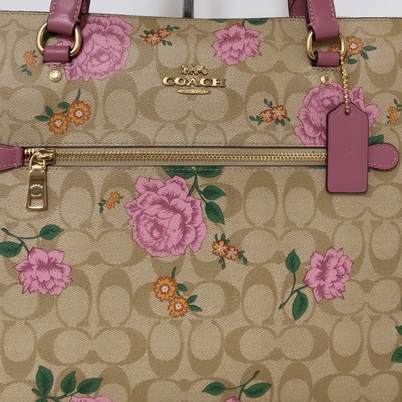 NWT💃Coach Gallery Tote Bag In Signature Canvas With Prairie Rose - Picture 9 of 10